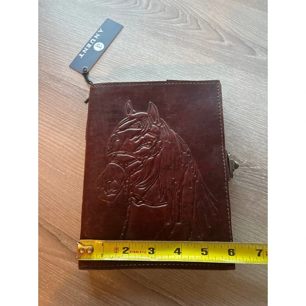 Embossed Horse Leather Journal Diary‎ Sketchbook with Brass Clasp Western Rodeo